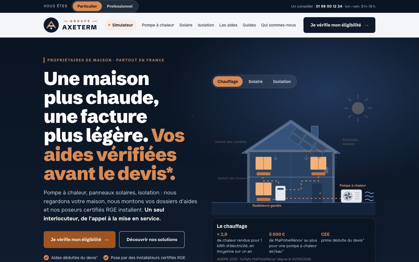 Accueil du site d'exemple Groupe Axeterm