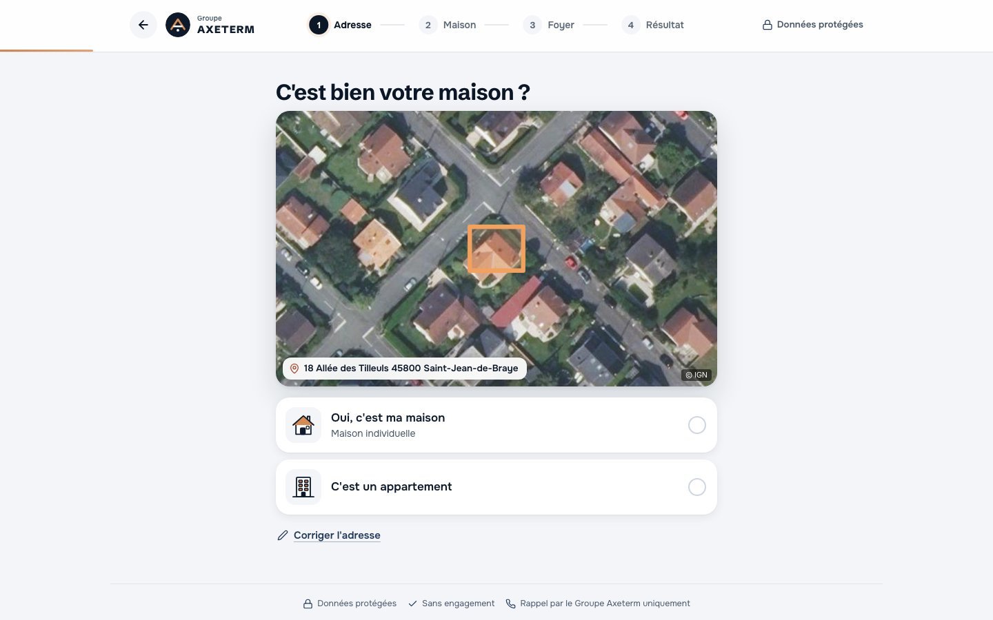 Le simulateur montre la maison vue du ciel